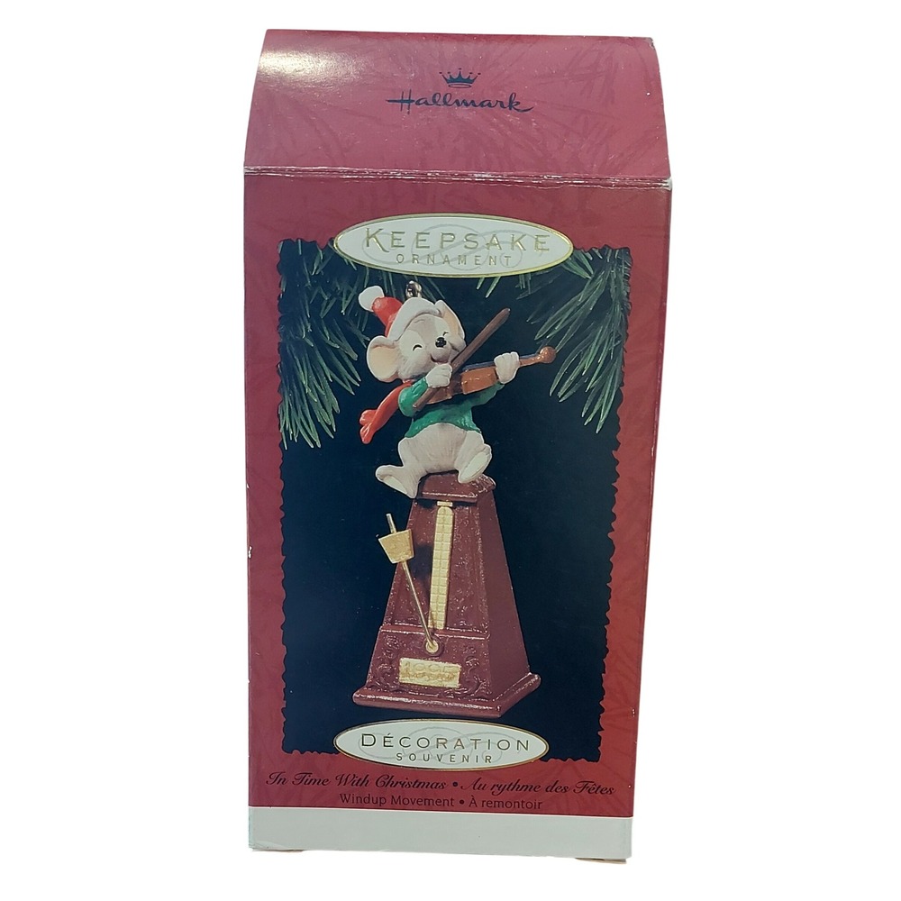 Vintage Hallmark Keepsake 1995 In Time With Christmas Mouse Fiddle Metronome